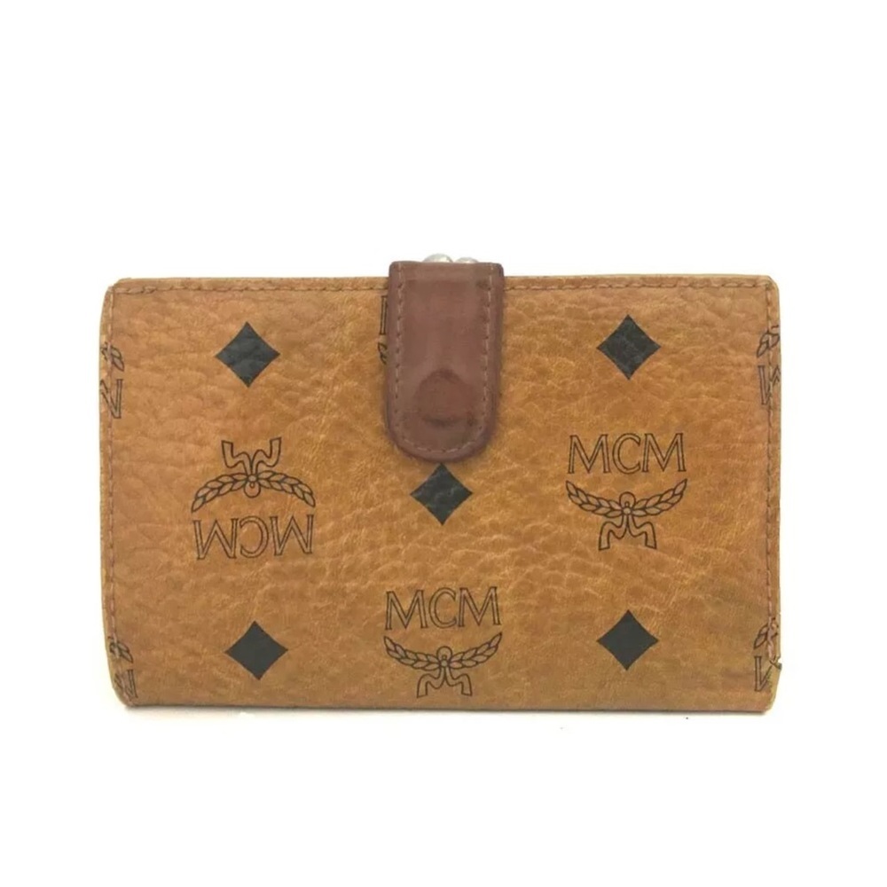 Authentic MCM Logo Leather Bifold Wallet GUC